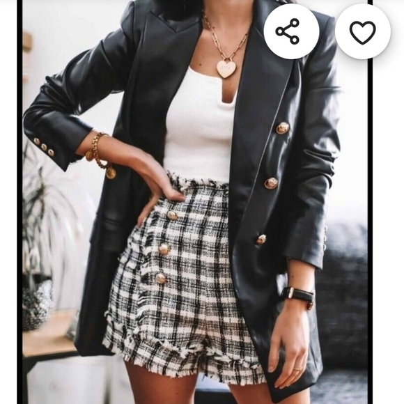 Zara Faux Leather Double Breasted Blazer - Picture 12 of 16